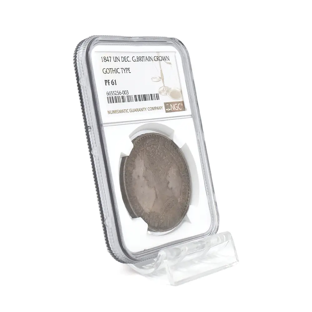 アンティークコイン6：5382 1847 ヴィクトリア女王 ゴチッククラウン銀貨 アンデシモエッジ NGC PF61