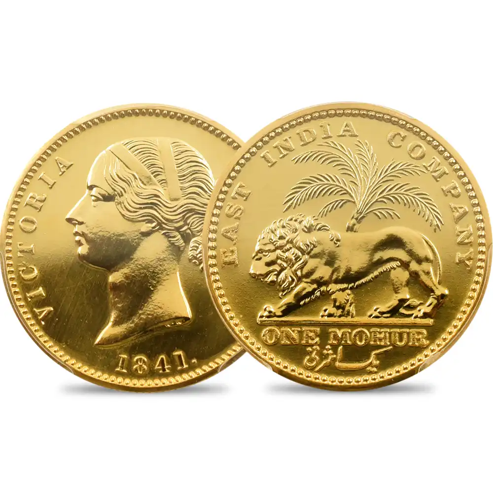 アンティークコインs1：4151 英領インド 1841C ヴィクトリア女王 モハール金貨 ミュールリストライク PCGS PR64+ SW-3.9 Prid-24