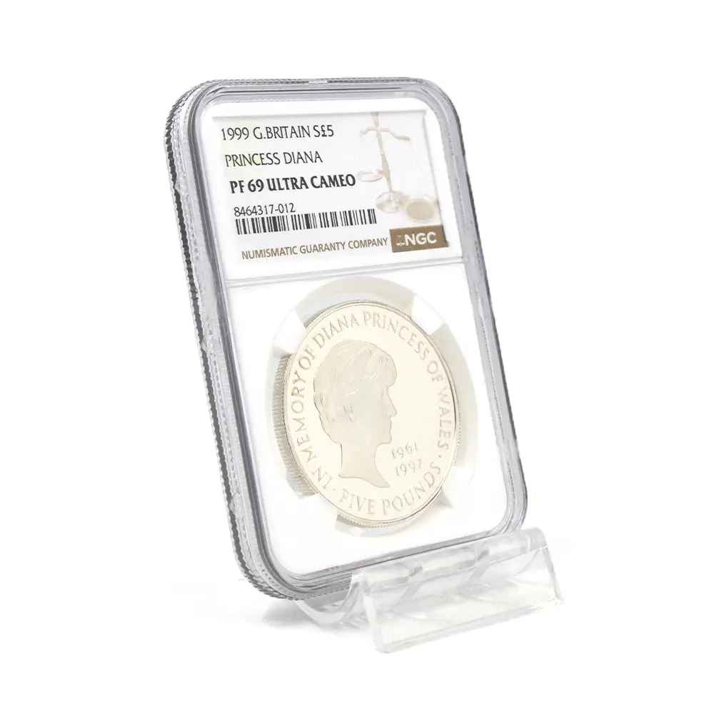 モダンコイン6：6836 イギリス 1999 エリザベス2世 ダイアナ妃追悼記念 5ポンド銀貨 NGC PF69UC 箱付き