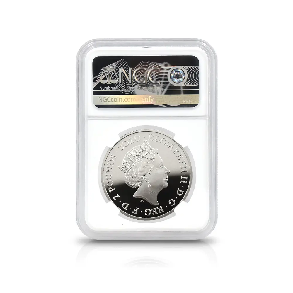 モダンコイン5：6837 イギリス 2020 エリザベス2世 ミュージックレジェンド デヴィッド・ボウイ 2ポンド1オンスカラー銀貨 ファーストリリース NGC PF70UC エリザベス2世ラベル  箱付き