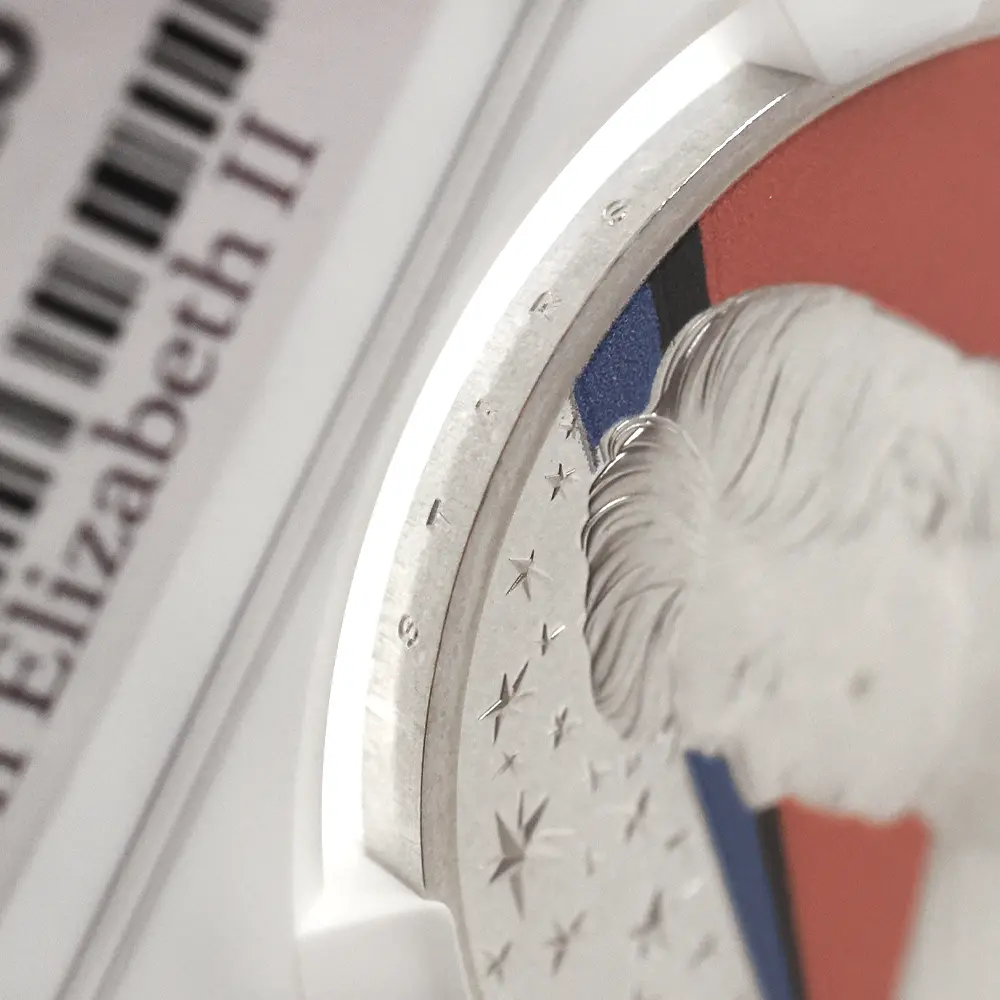 モダンコイン15：6837 イギリス 2020 エリザベス2世 ミュージックレジェンド デヴィッド・ボウイ 2ポンド1オンスカラー銀貨 ファーストリリース NGC PF70UC エリザベス2世ラベル  箱付き