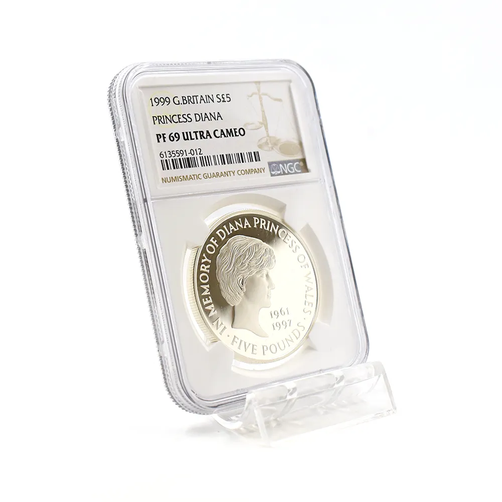 モダンコイン6：6839 イギリス 1999 エリザベス2世 ダイアナ妃追悼記念 5ポンド銀貨 NGC PF69UC 箱付き