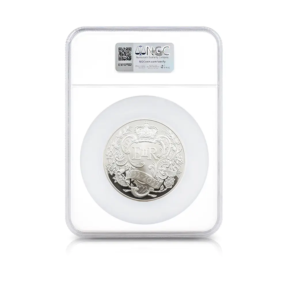 モダンコイン5：6841 イギリス 2022 エリザベス2世 即位70周年記念プラチナジュビリー 10ポンド5オンス銀貨 NGC PF70UC 説明書・COA付き