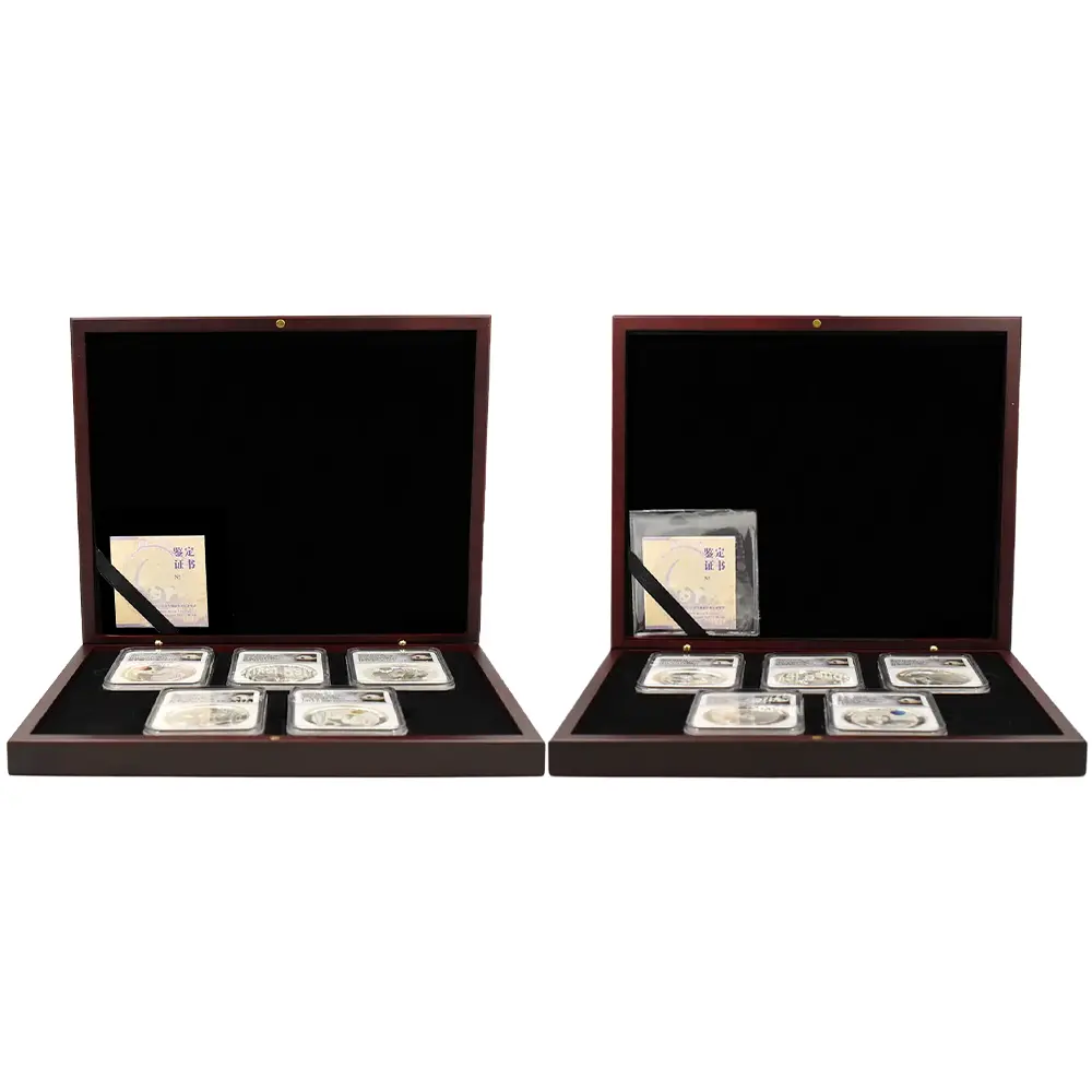 メダル13:6820 中国 2025発行 2015-2024デザイン パンダ 中秋節 2オンス銀メダル 10枚セット NGC PF70UC 箱付き