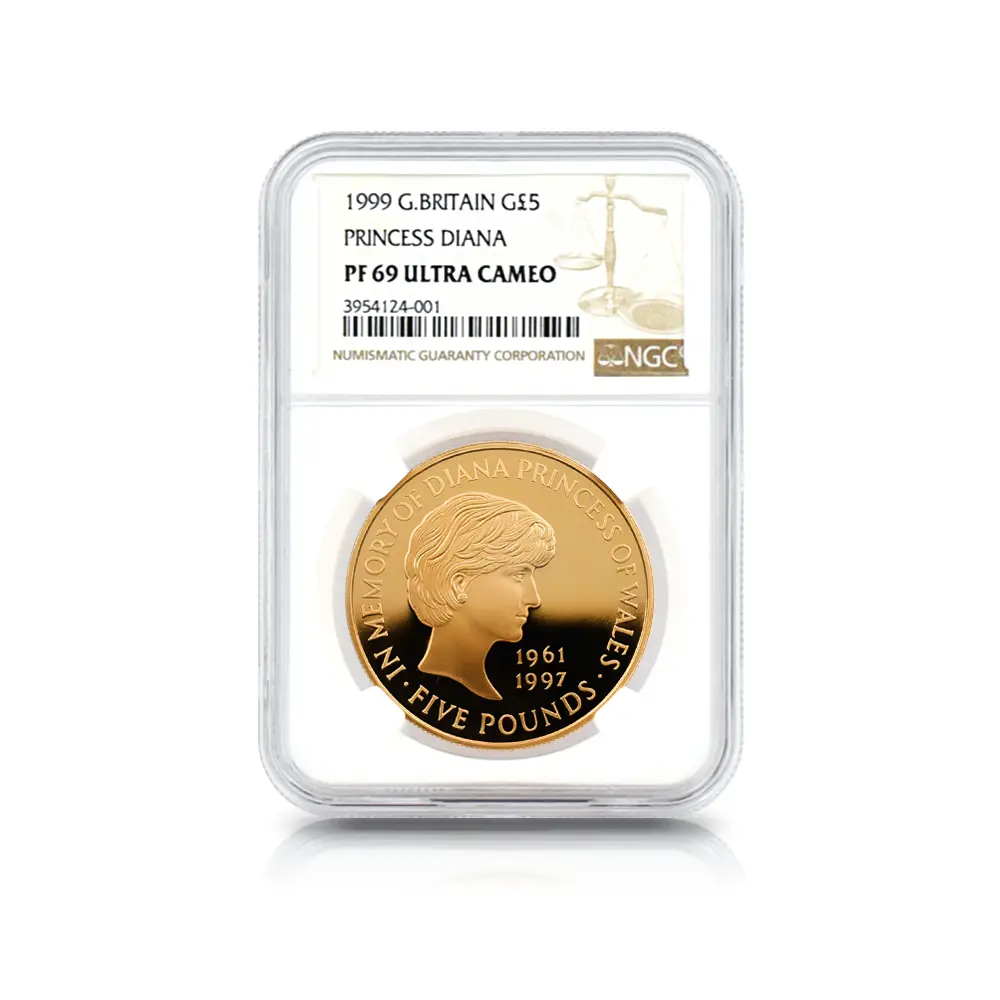 モダンコイン4：5398 1999 エリザベス2世 ダイアナ妃追悼記念 5ポンド金貨 NGC PF69UC