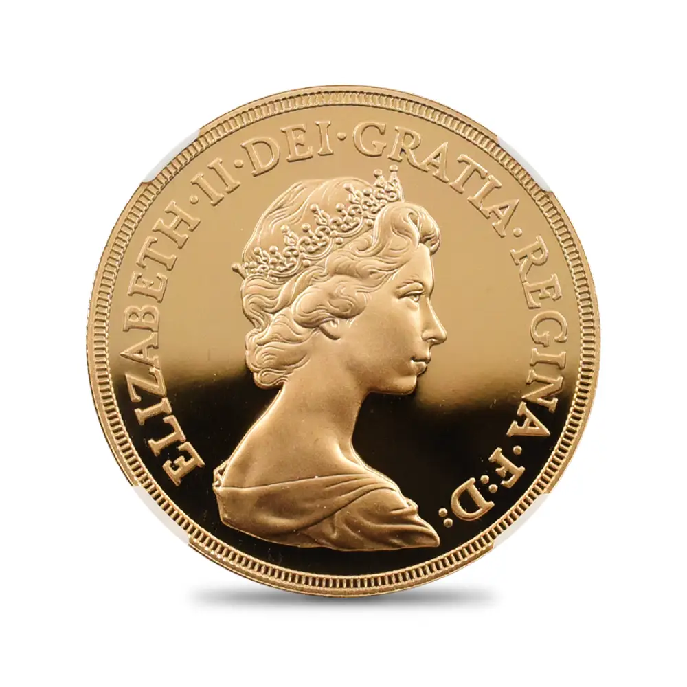 モダンコイン3：6842 1980 エリザベス2世 ヤングエリザベス 聖ジョージ竜退治 5ソブリン金貨 NGC PF70UC