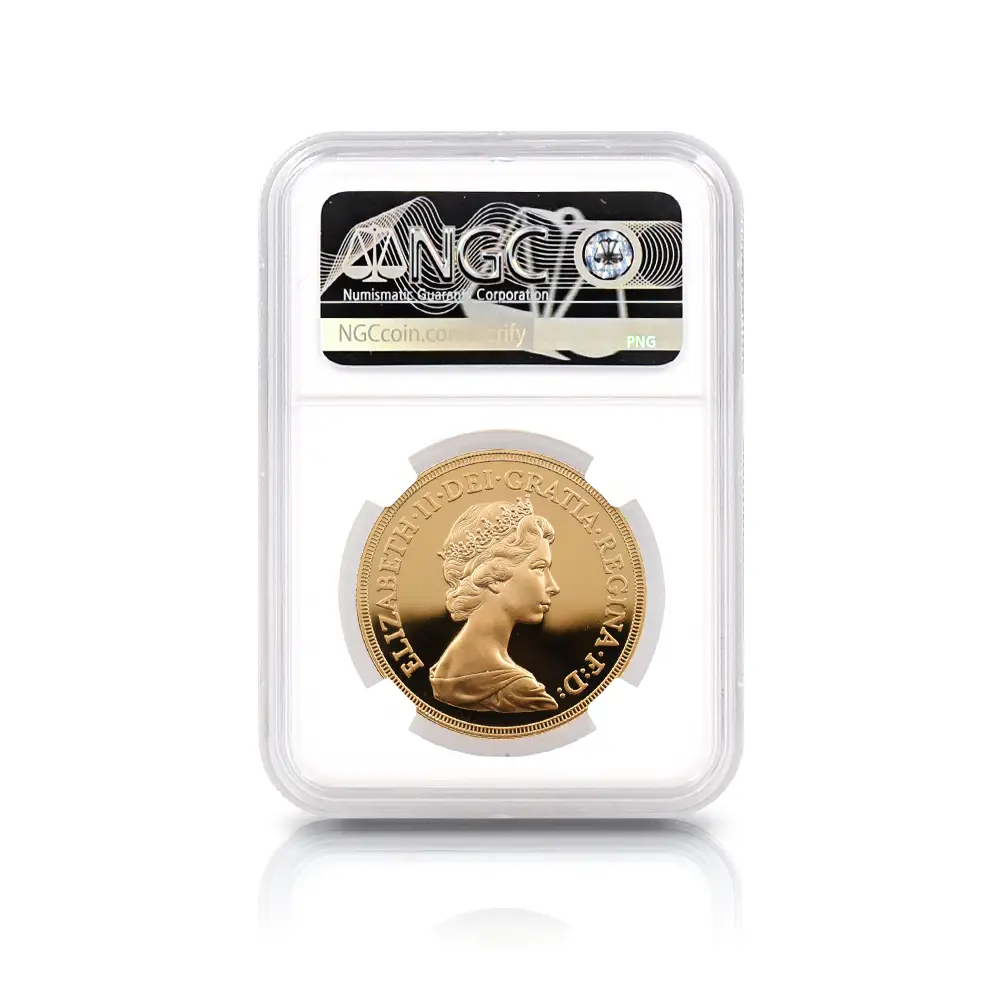 モダンコイン4：6842 1980 エリザベス2世 ヤングエリザベス 聖ジョージ竜退治 5ソブリン金貨 NGC PF70UC