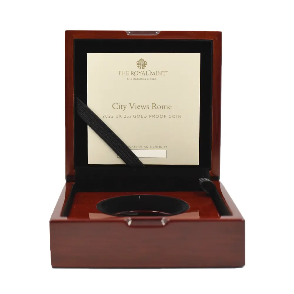 モダンコイン9：6758 イギリス 2022 エリザベス2世 都市景観シリーズ第2弾 ローマ 200ポンド2オンス金貨 NGC PF70UC 箱付き