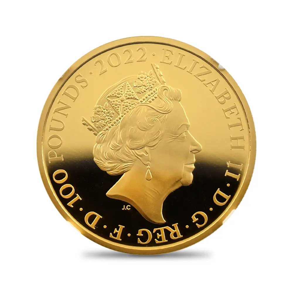 モダンコイン3：6759 イギリス 2022 エリザベス2世 都市景観シリーズ第2弾 ローマ 100ポンド1オンス金貨 NGC PF70UC 箱付き