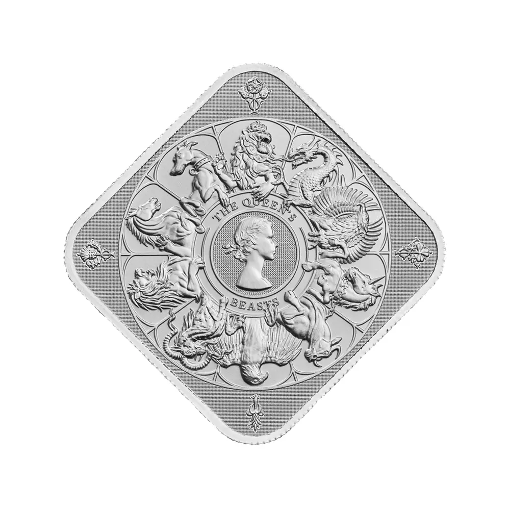 地金型2：6843 イギリス 2025 クイーンズビースト コンプリーター 英国王室の十大守護獣 銀の延べ板 1オンス シルバーバー 【10本】