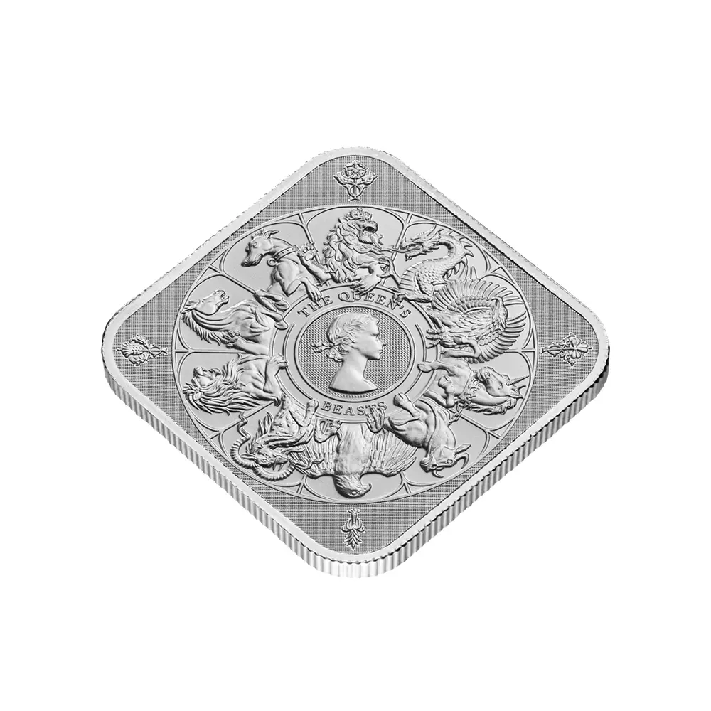 地金型4：6843 イギリス 2025 クイーンズビースト コンプリーター 英国王室の十大守護獣 銀の延べ板 1オンス シルバーバー 【10本】