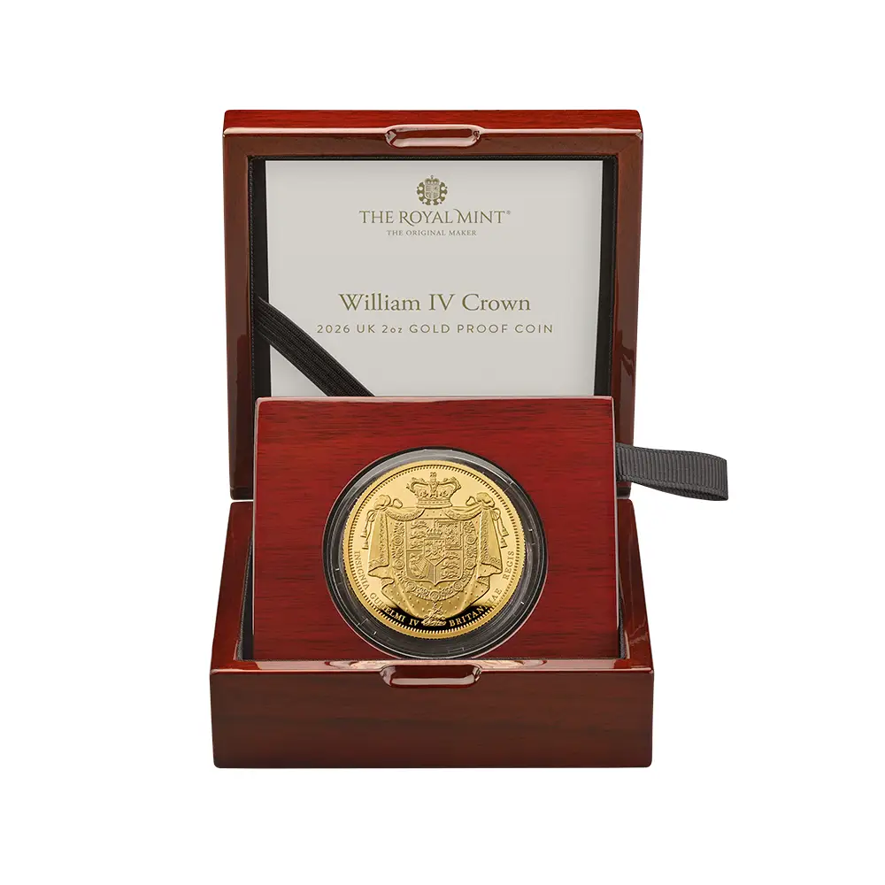 モダンコイン5：6847 イギリス 2026 チャールズ3世 ウィリアム4世クラウン 200ポンド2オンスプルーフ金貨 未鑑定 箱付き【ご予約承り品】