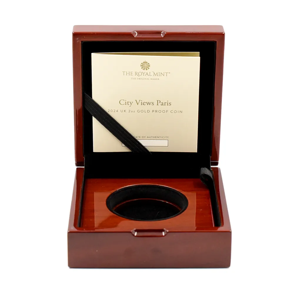 モダンコイン9：6760 イギリス 2024 チャールズ3世 都市景観シリーズ第3弾 パリ 200ポンド2オンス金貨 NGC PF70UC 箱付き