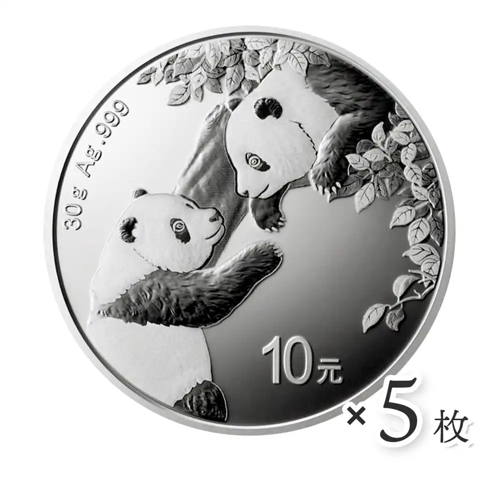 地金型2：2541 中国 2023 パンダ 10元 30g 銀貨 【5枚】 (コインケース付き)