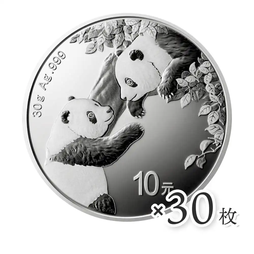 地金型2：2542 中国 2023 パンダ 10元 30g 銀貨 【30枚】 (コインケース付き)