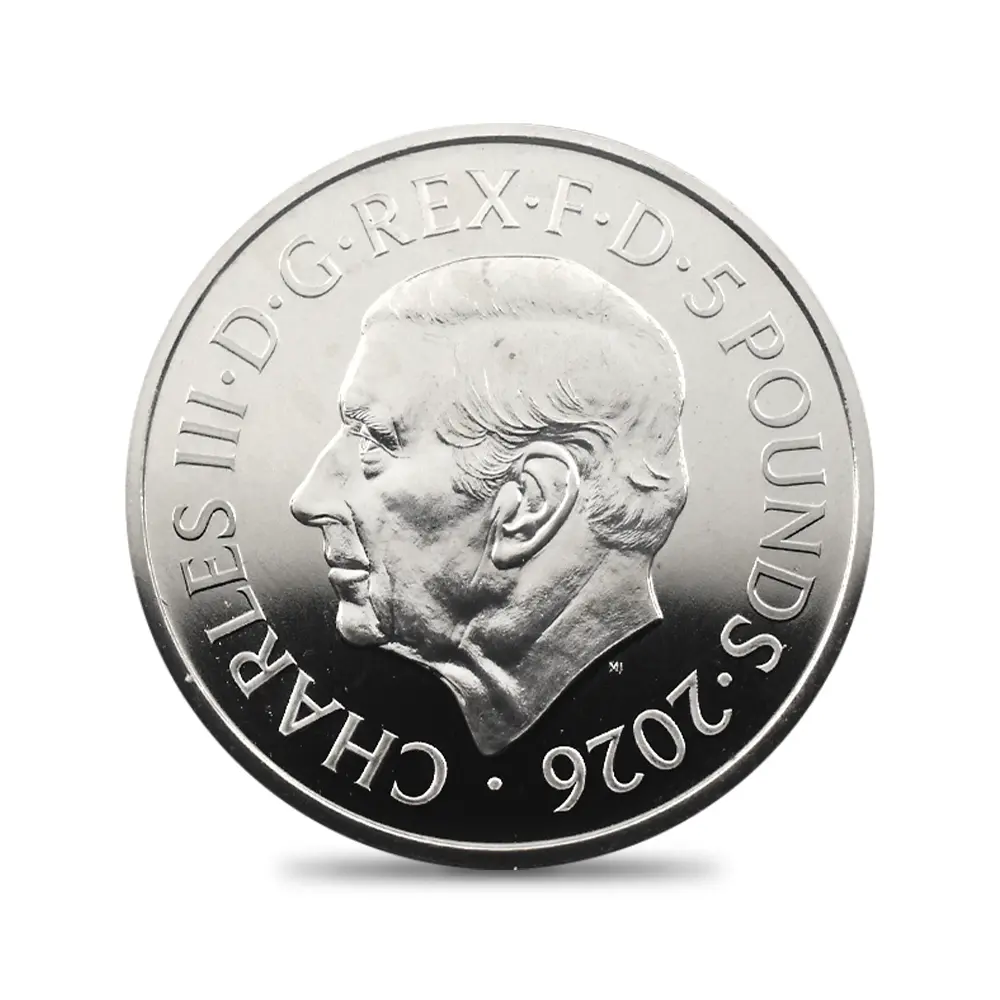 モダンコイン3：6607 イギリス 2026 チャールズ3世 エリザベス2世のコイン肖像シリーズ 第三弾 ミドルエリザベス 5ポンドBU白銅貨 未鑑定 パッケージ付き