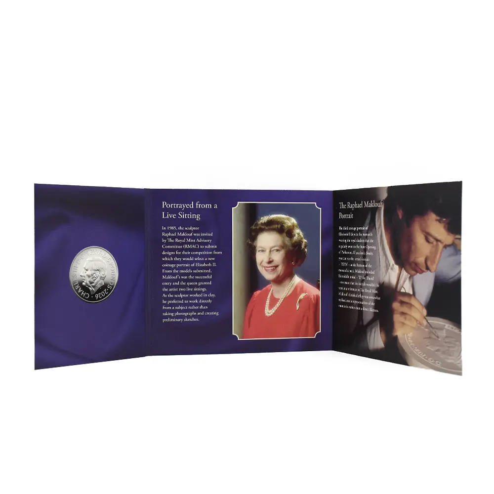 モダンコイン5：6607 イギリス 2026 チャールズ3世 エリザベス2世のコイン肖像シリーズ 第三弾 ミドルエリザベス 5ポンドBU白銅貨 未鑑定 パッケージ付き