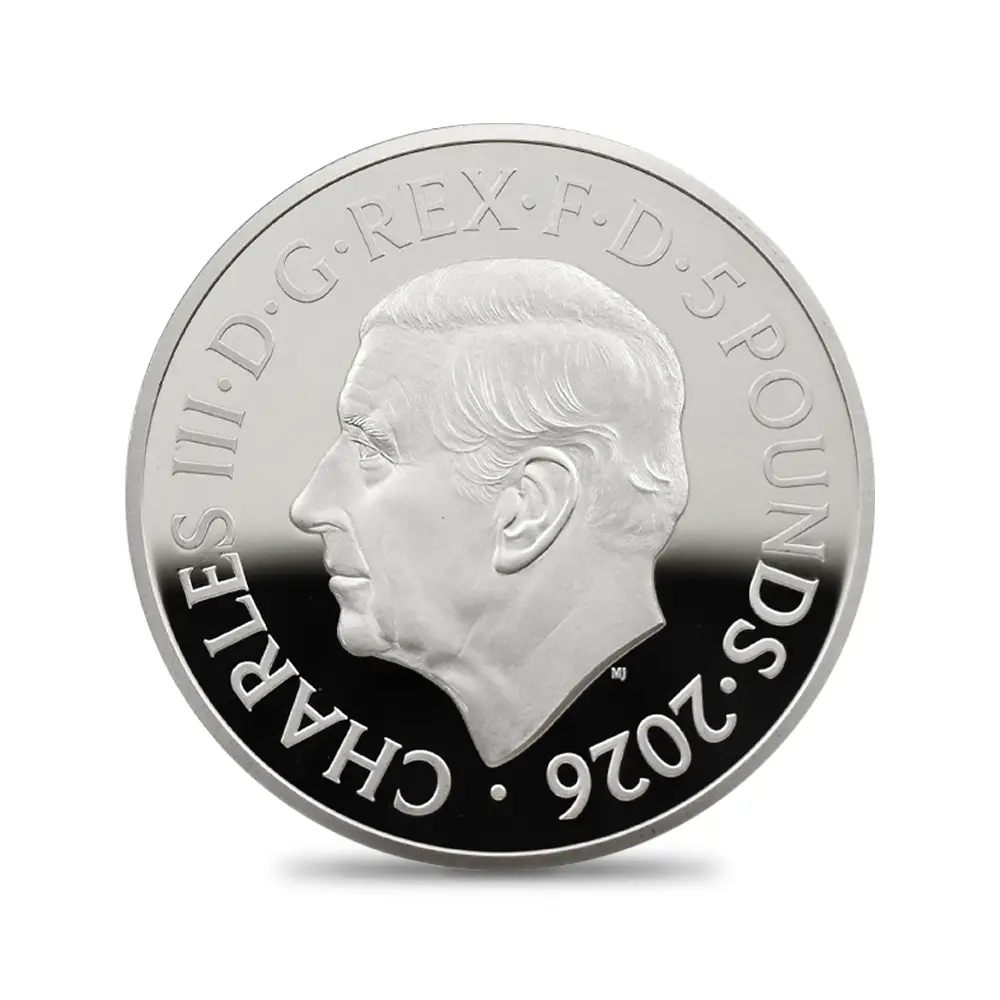 モダンコイン3：6609 イギリス 2026 チャールズ3世 エリザベス2世のコイン肖像シリーズ 第三弾 ミドルエリザベス 5ポンドプルーフピェフォー銀貨 未鑑定 箱付き