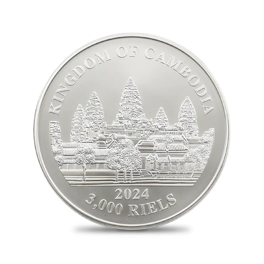 モダンコイン3：4153 カンボジア 2024 失われたカンボジアのトラ 第3弾 3000リエル 1オンス カラー銀貨【1枚】 (コインケース付き)
