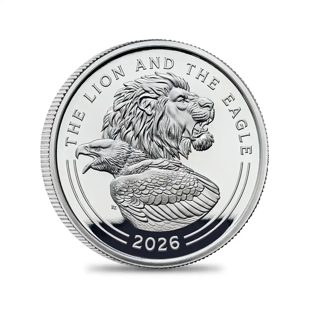 モダンコイン2:6851 イギリス 2026 チャールズ3世 ライオン&イーグル 2ポンド1オンスプルーフ銀貨 未鑑定 箱付き【ご予約承り品】