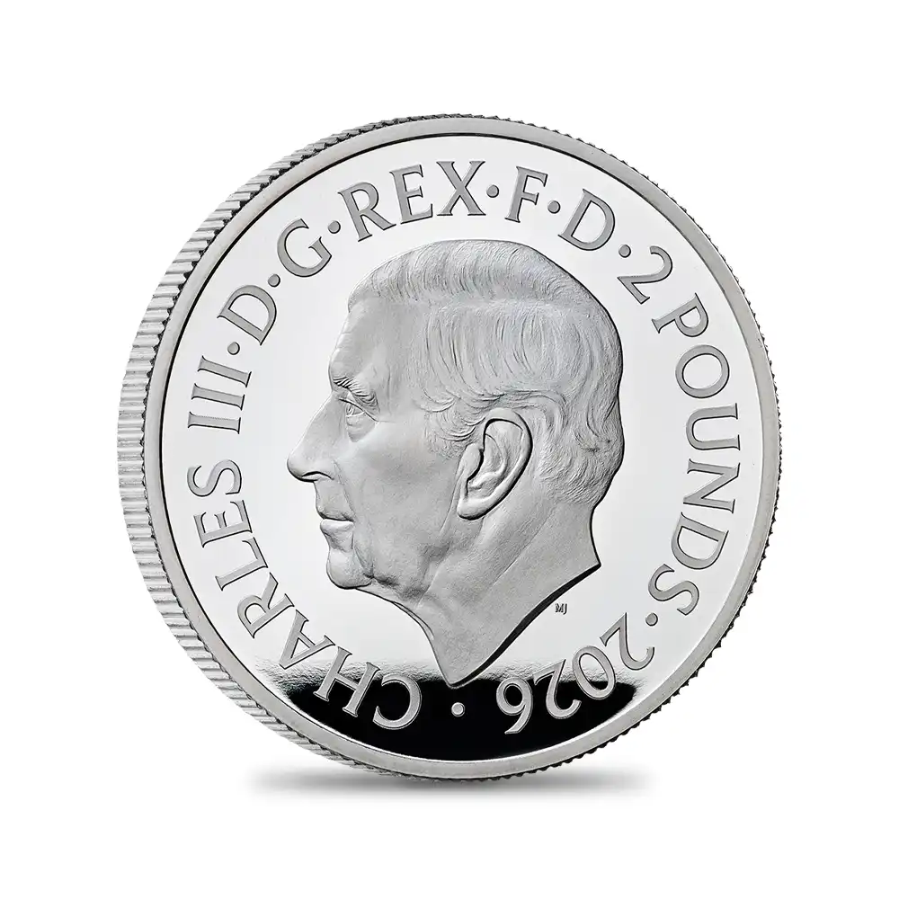 モダンコイン3:6851 イギリス 2026 チャールズ3世 ライオン&イーグル 2ポンド1オンスプルーフ銀貨 未鑑定 箱付き【ご予約承り品】