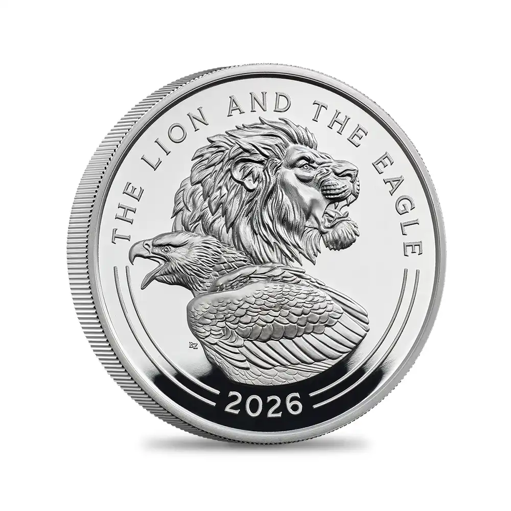 モダンコイン2:6852 イギリス 2026 チャールズ3世 ライオン&イーグル 10ポンド5オンスプルーフ銀貨 未鑑定 箱付き【ご予約承り品】