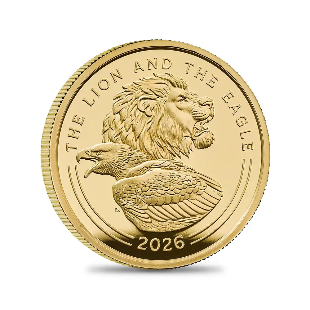 モダンコイン2：6853 イギリス 2026 チャールズ3世 ライオン＆イーグル 100ポンド1オンスプルーフ金貨 未鑑定 箱付き【ご予約承り品】