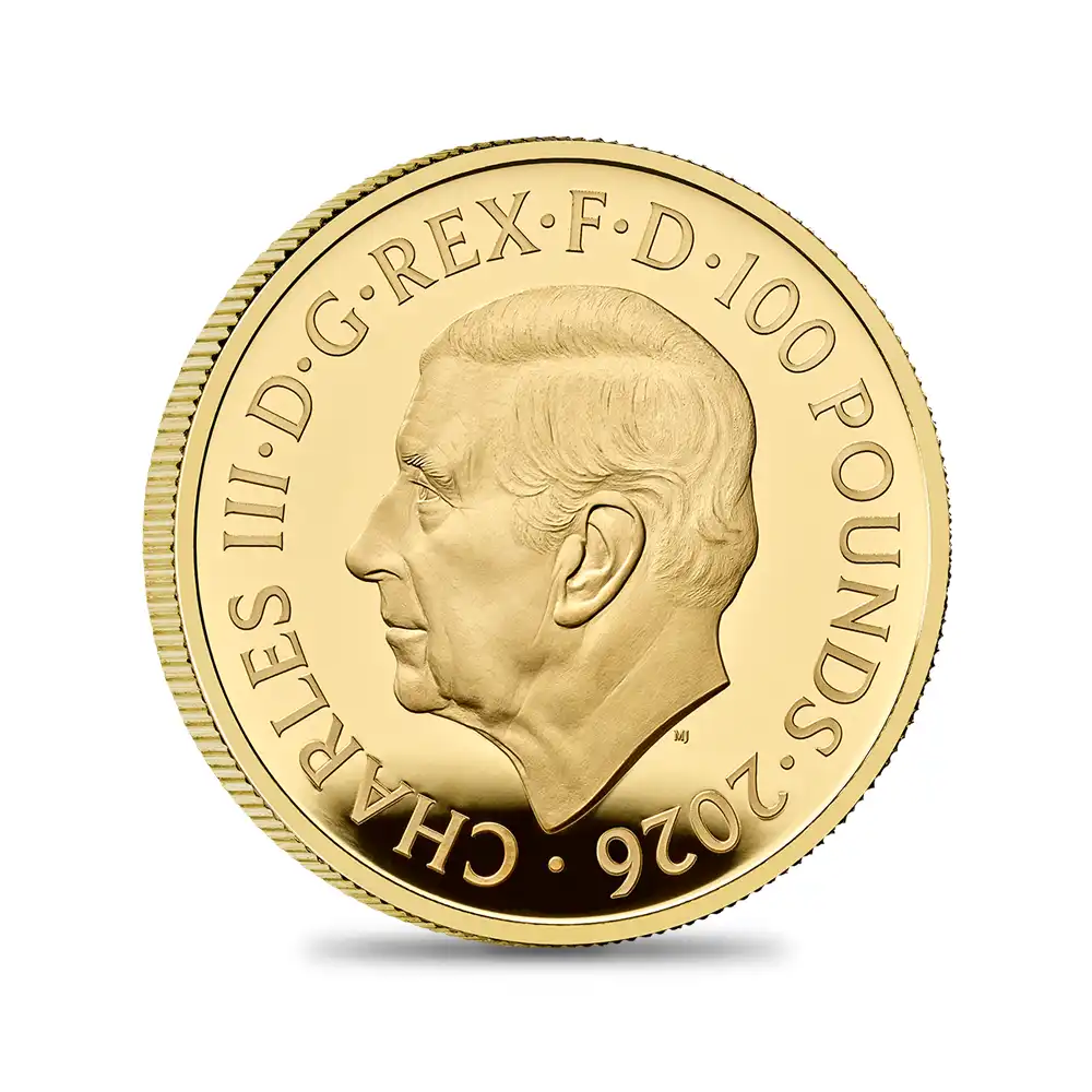 モダンコイン3：6853 イギリス 2026 チャールズ3世 ライオン＆イーグル 100ポンド1オンスプルーフ金貨 未鑑定 箱付き【ご予約承り品】