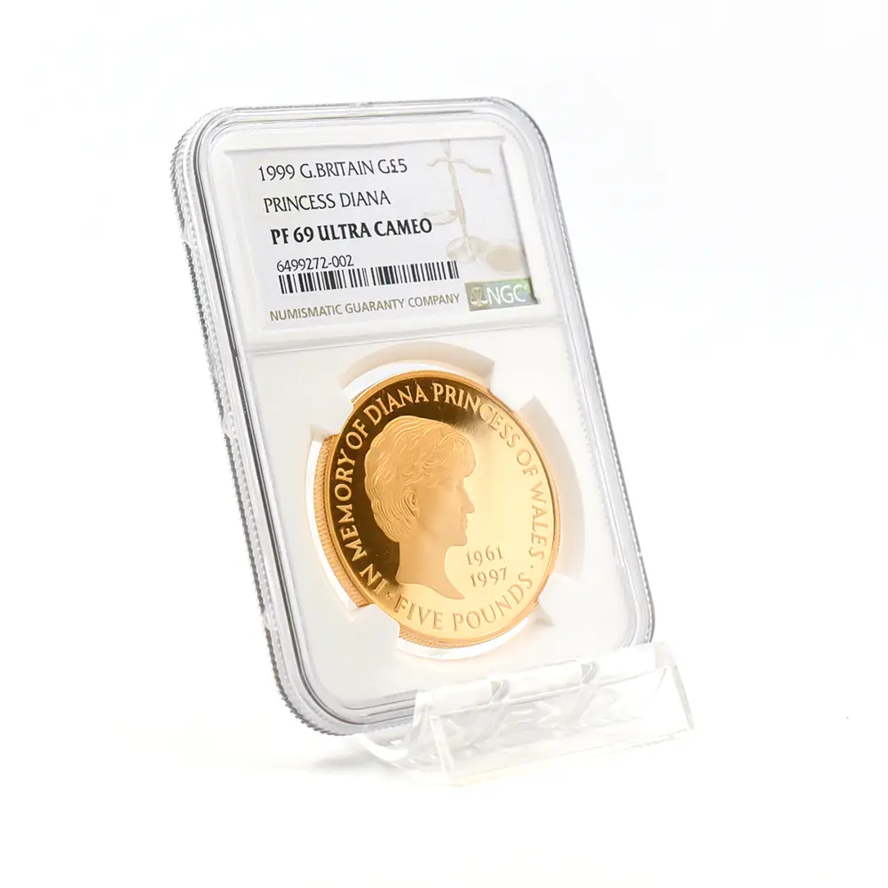 モダンコイン6：5424 1999 エリザベス2世 ダイアナ妃追悼記念 5ポンド金貨 NGC PF69UC 箱付き