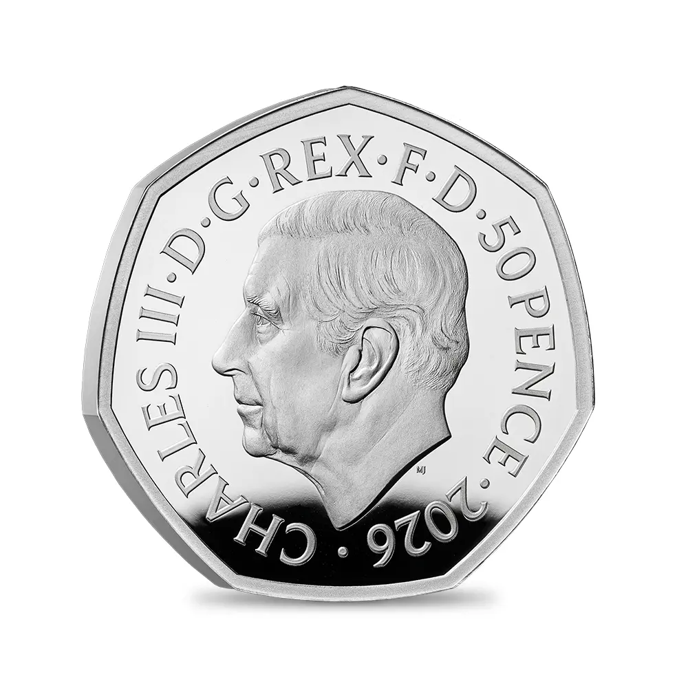 モダンコイン3:6855 イギリス 2026 チャールズ3世 くまのプーさん100周年記念 50ペンスプルーフカラー銀貨 未鑑定 箱付き【ご予約承り品】