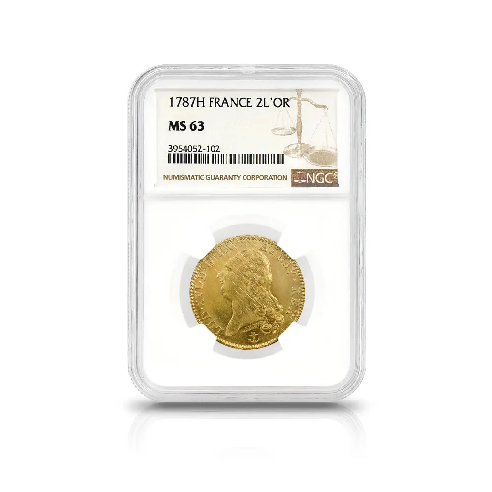 アンティークコイン4：5433 フランス 1787H ルイ16世 2ルイドール 金貨 NGC MS63