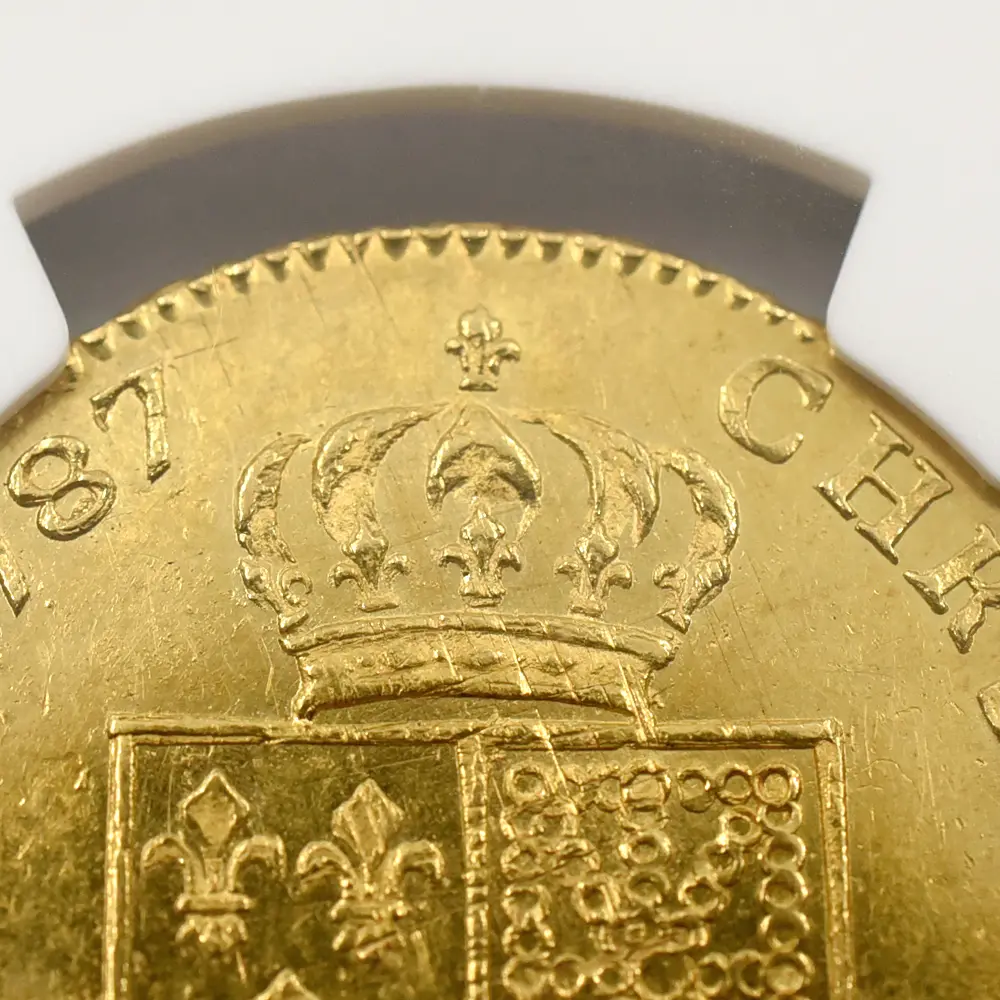 アンティークコイン10：5433 フランス 1787H ルイ16世 2ルイドール 金貨 NGC MS63