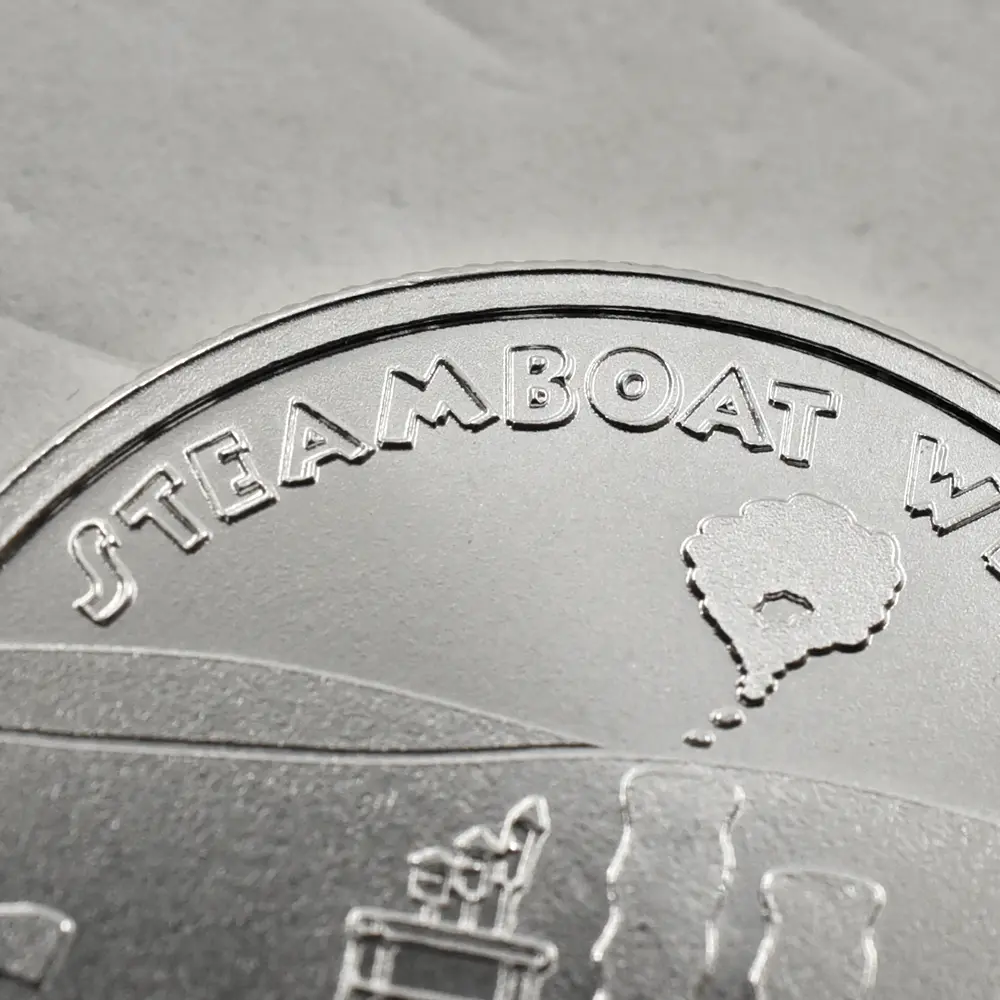 地金型5：6861 蒸気船ウィリー キャプテン  ミッキーマウス 1オンス BU銀メダル 【100枚】 (コインケース付き)