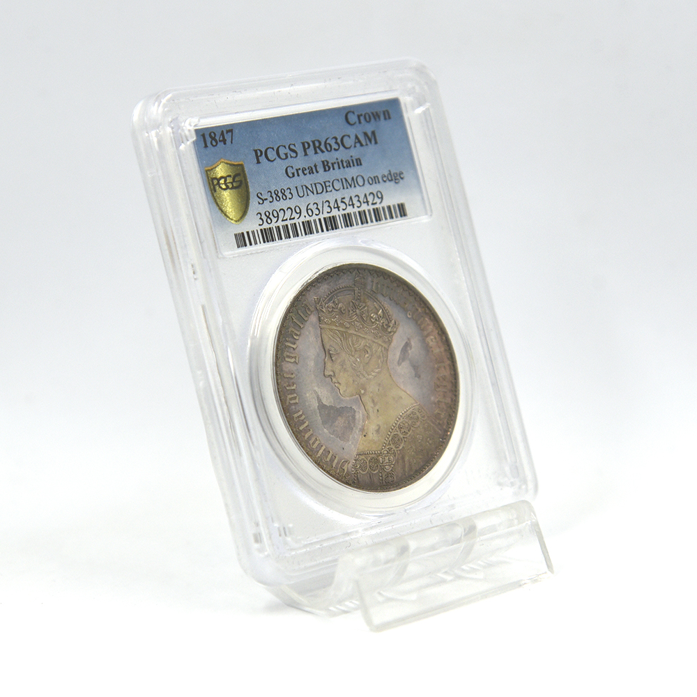 アンティークコイン6：4195 1847 ヴィクトリア女王 ゴチッククラウン銀貨 アンデシモエッジ PCGS PR63CA S-3883