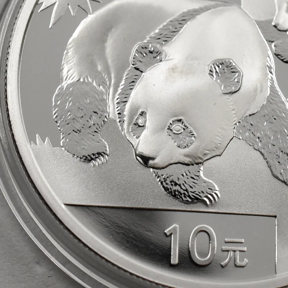 地金型4：5428 中国 2008 パンダ 10元 1オンス 銀貨 【1枚】 (コインケース付き)