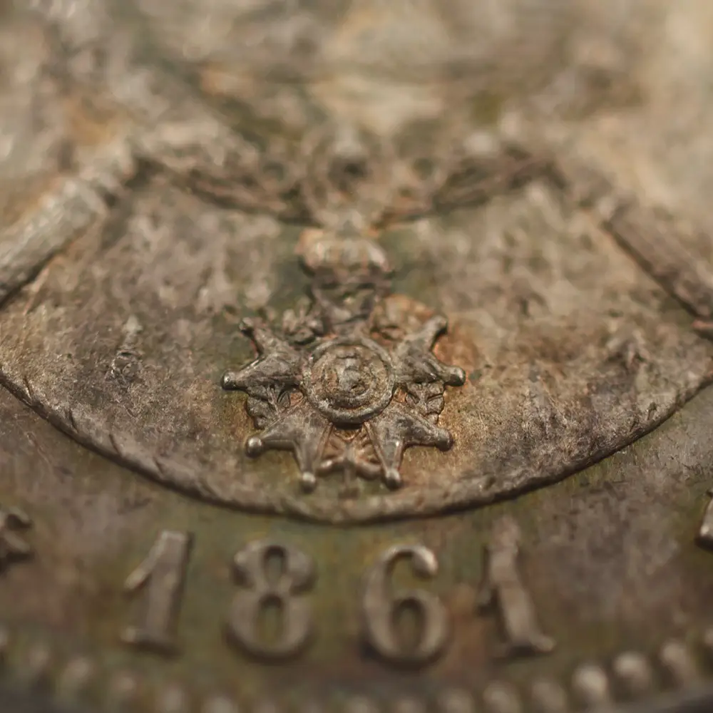 アンティークコイン13：4201 フランス 1861A ナポレオン3世 5フラン銀貨 NGC MS64