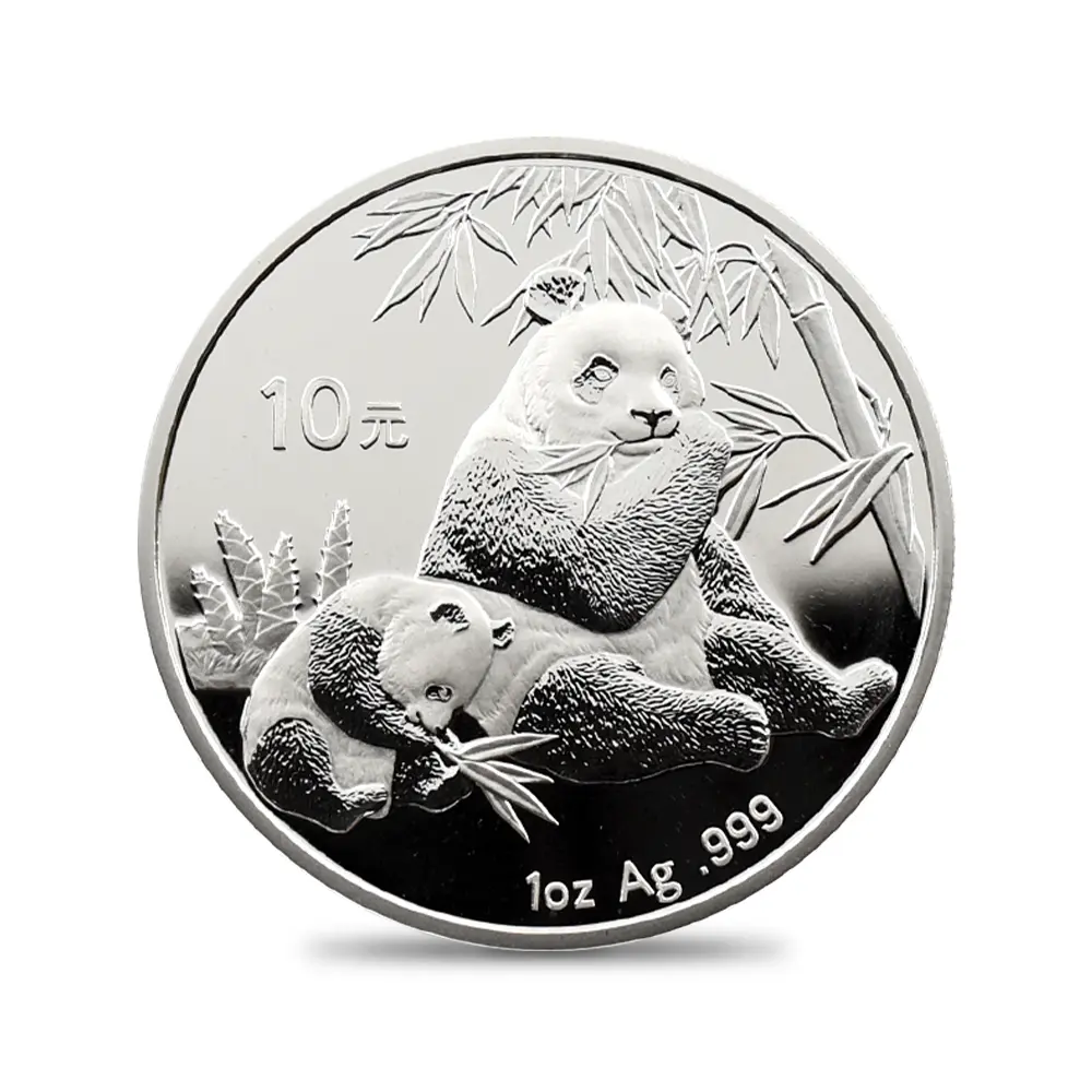 地金型2：5429 中国 2007 パンダ 10元 1オンス 銀貨 【1枚】 (コインケース付き)