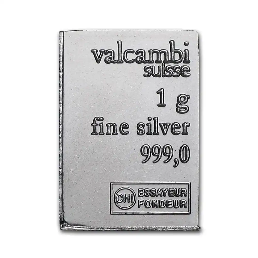 地金型2：2651 スイス ヴァルカンビ 銀の延べ板 1g 【100入】 (ブリスターパック付き)