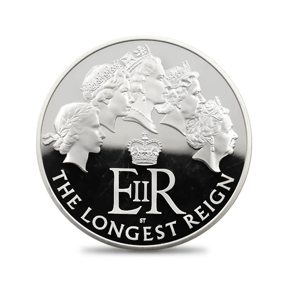モダンコイン2：6862 イギリス 2015 エリザベス2世 最長在位記念 10ポンド5オンス銀貨 ファースト500ストラック NGC PF70UC