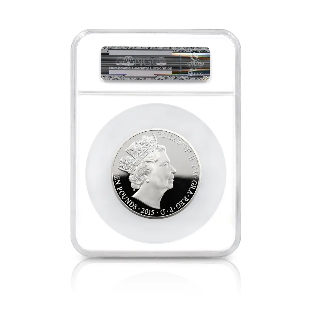 モダンコイン5：6862 イギリス 2015 エリザベス2世 最長在位記念 10ポンド5オンス銀貨 ファースト500ストラック NGC PF70UC