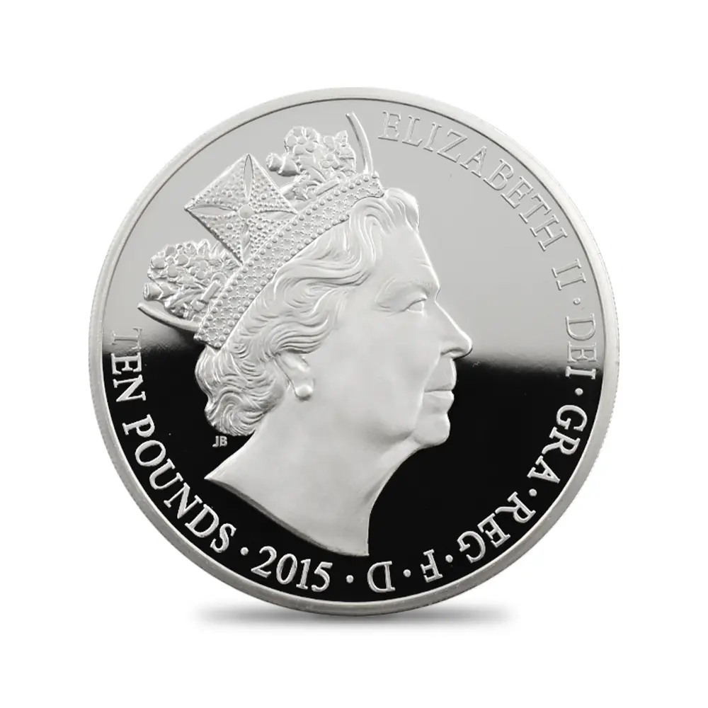 モダンコイン3:6863 イギリス 2015 エリザベス2世 最長在位記念 10ポンド5オンス銀貨 ファースト500ストラック NGC PF70UC 箱付き