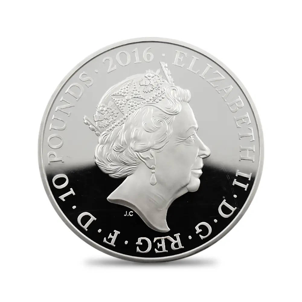モダンコイン3：6864 イギリス 2016 エリザベス2世 女王生誕90年記念 10ポンド5オンス銀貨 ファースト500ストラック NGC PF70UC