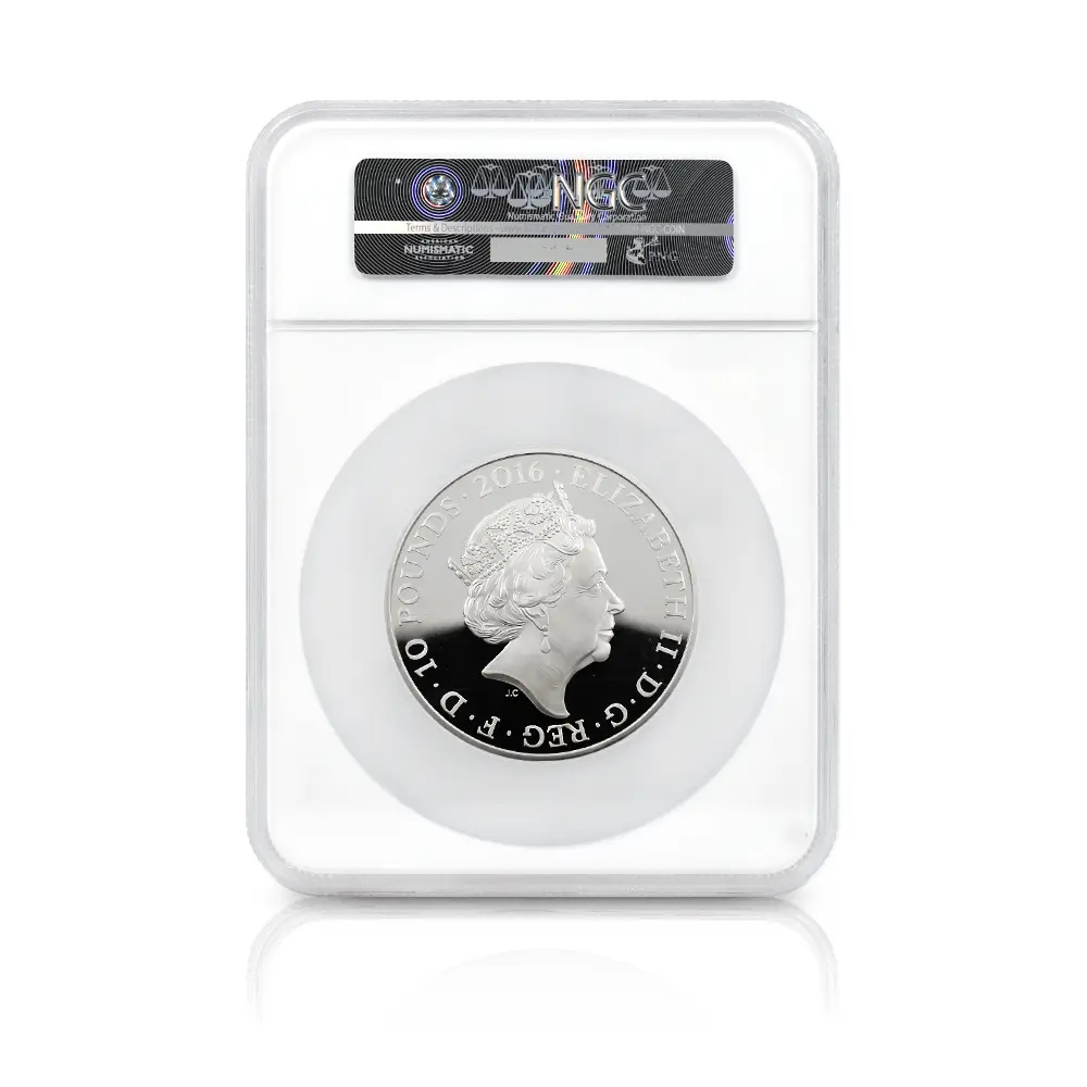 モダンコイン5：6864 イギリス 2016 エリザベス2世 女王生誕90年記念 10ポンド5オンス銀貨 ファースト500ストラック NGC PF70UC