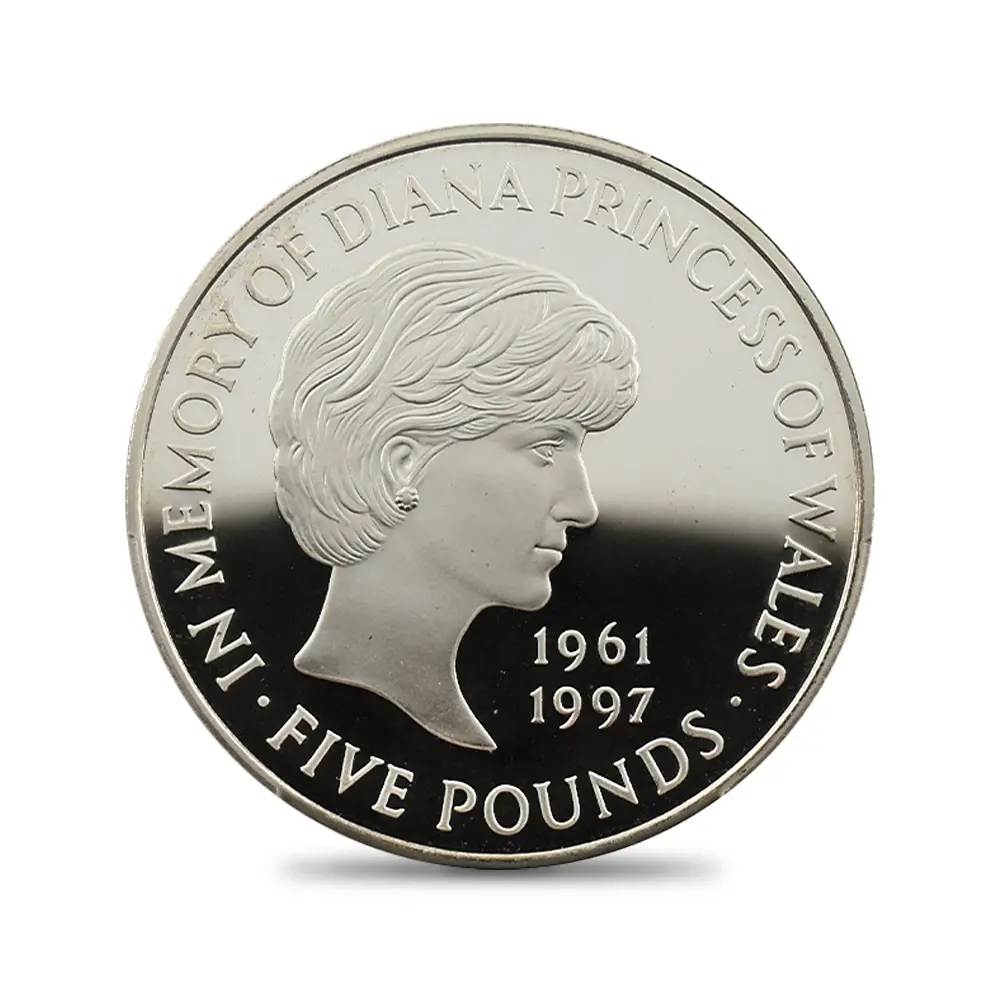 モダンコイン2：6866 イギリス 1999 エリザベス2世 ダイアナ妃追悼記念 5ポンド銀貨 PCGS PR69DC S-L6 箱付き