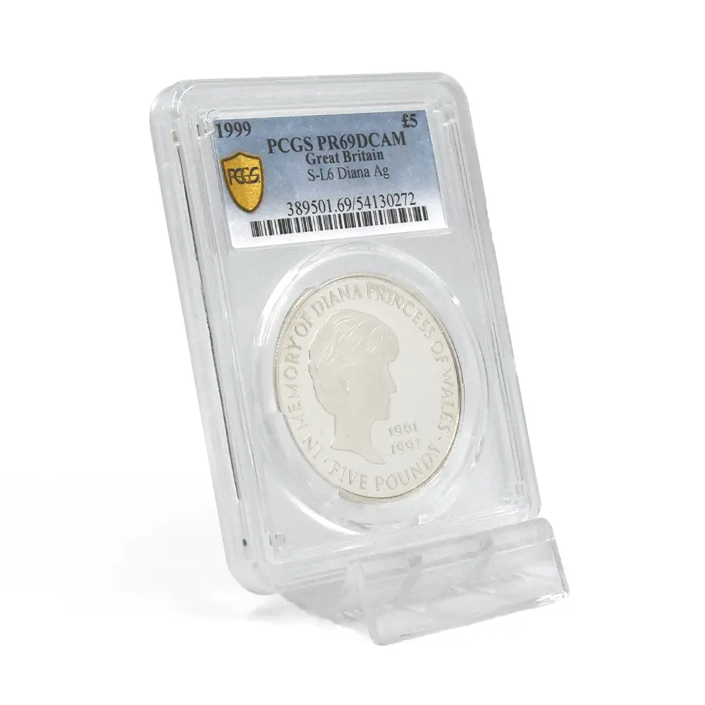 モダンコイン6：6866 イギリス 1999 エリザベス2世 ダイアナ妃追悼記念 5ポンド銀貨 PCGS PR69DC S-L6 箱付き