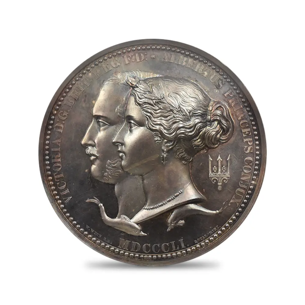 メダル2：5454 1851 ヴィクトリア女王 ロンドン万国博覧会記念 銀メダル NGC MS62 BHM-2462