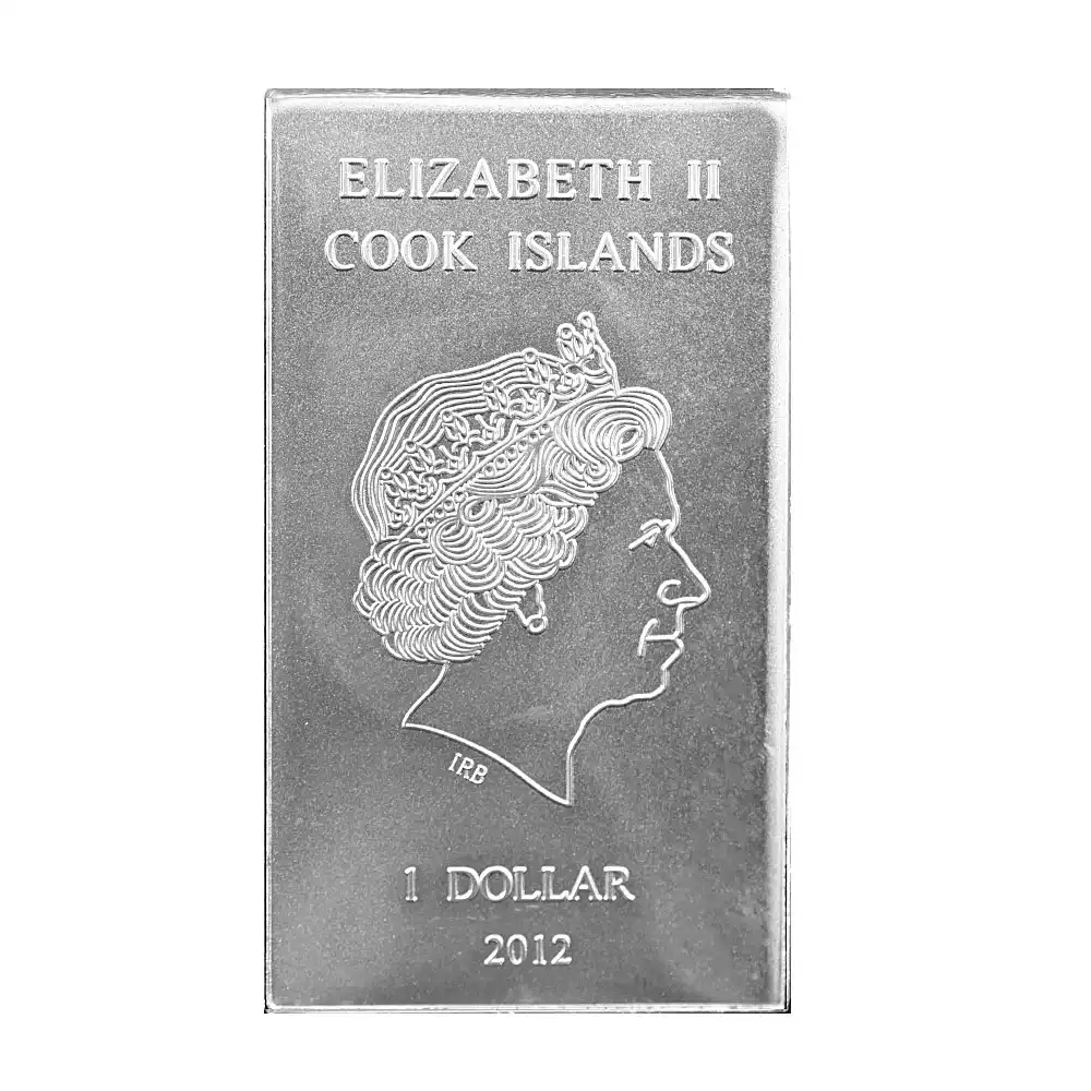 地金型3：2649 クック諸島 2012 タンガロア 銀の延べ板 1ドル 10g 【10本】 (ブリスターパック付き)