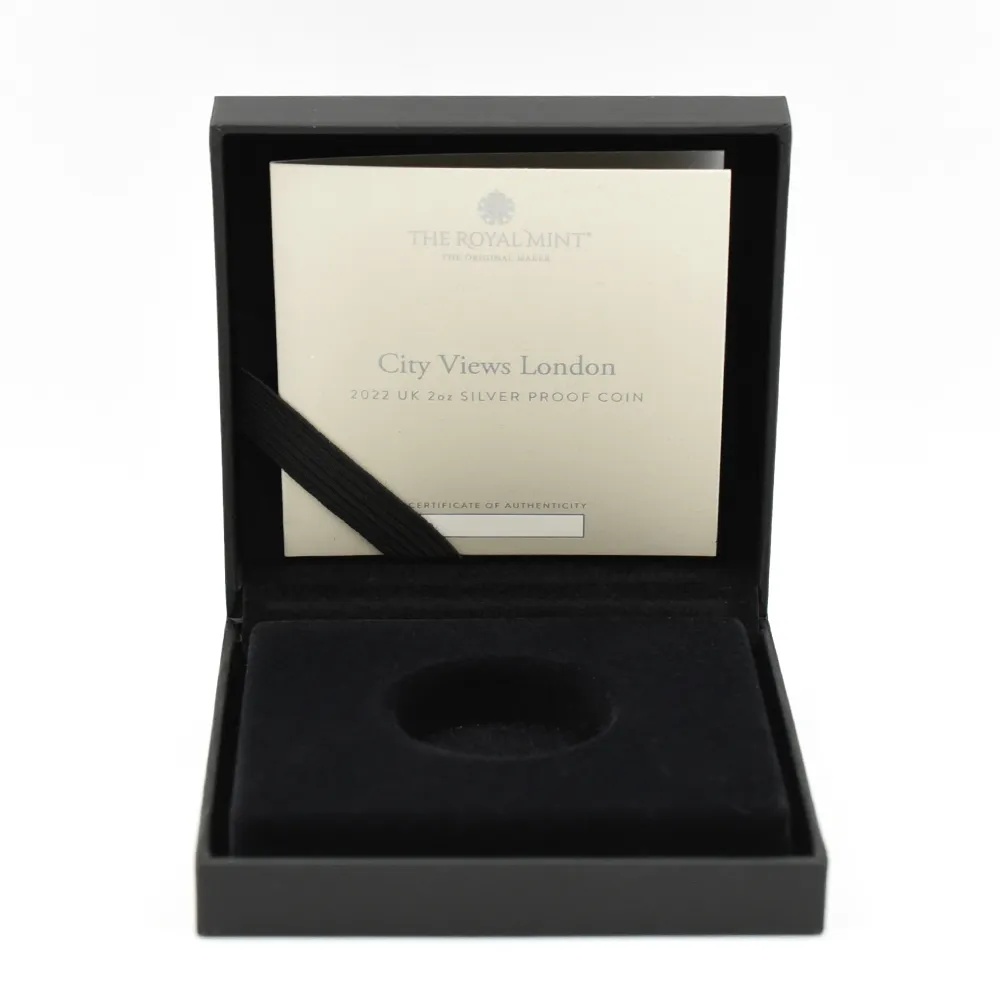 モダンコイン8：6868 イギリス 2022 エリザベス2世 都市景観シリーズ第1弾 ロンドン 5ポンド2オンス銀貨 発行即日鑑定品 NGC PF70UC 箱付き
