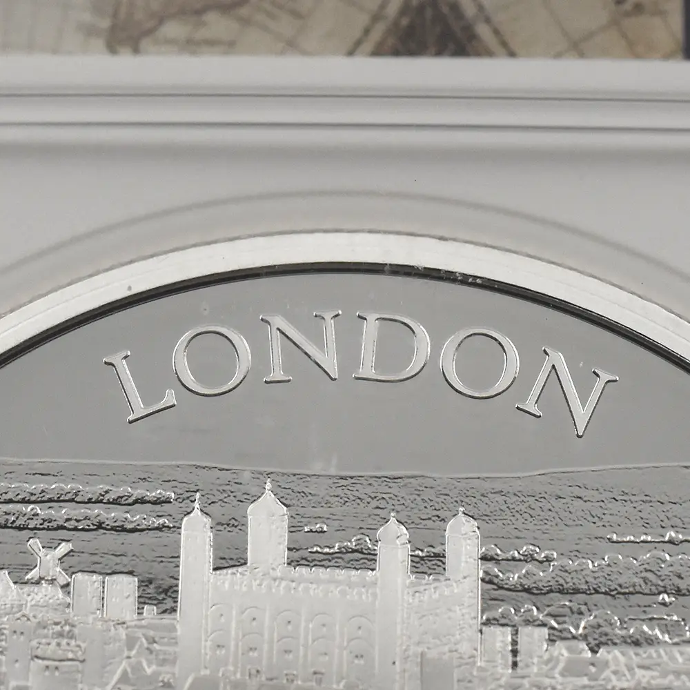 モダンコイン9：6868 イギリス 2022 エリザベス2世 都市景観シリーズ第1弾 ロンドン 5ポンド2オンス銀貨 発行即日鑑定品 NGC PF70UC 箱付き