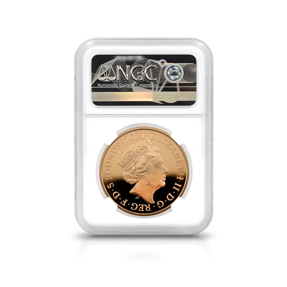モダンコイン5:6871 イギリス 2021 エリザベス2世 女王生誕95周年記念 5ポンド金貨 ファーストリリース NGC PF69UC